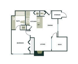 1 Bedroom, 1 Bath R103 floor plan